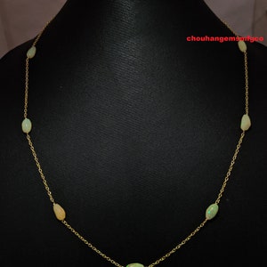 925 Sterling Silver 22 Carat Gold Plated Natural Ethiopian Opal Necklace,Multi Flashes Opal Beaded Chain,Opal Nuggets Necklace,8mm,20 Inch