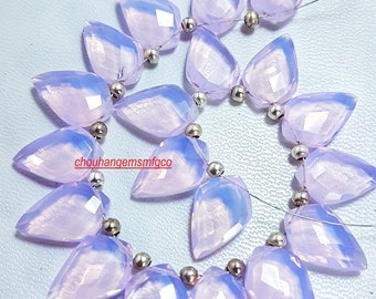 Lavender Quartz Faceted Tie Shape Briolettes,Lavender Quartz Gemstone Beads,Scorolite Quartz Bead For Jewelry Making,Size 16x12mm,8 Inch