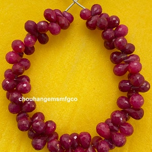 Natural Mozambique Dyed Ruby Faceted Teardrop Shape Beads,Natural Red Ruby Gemstone Beads,Jewelry making Beads,Size 9-14mm,8 Inches Strand
