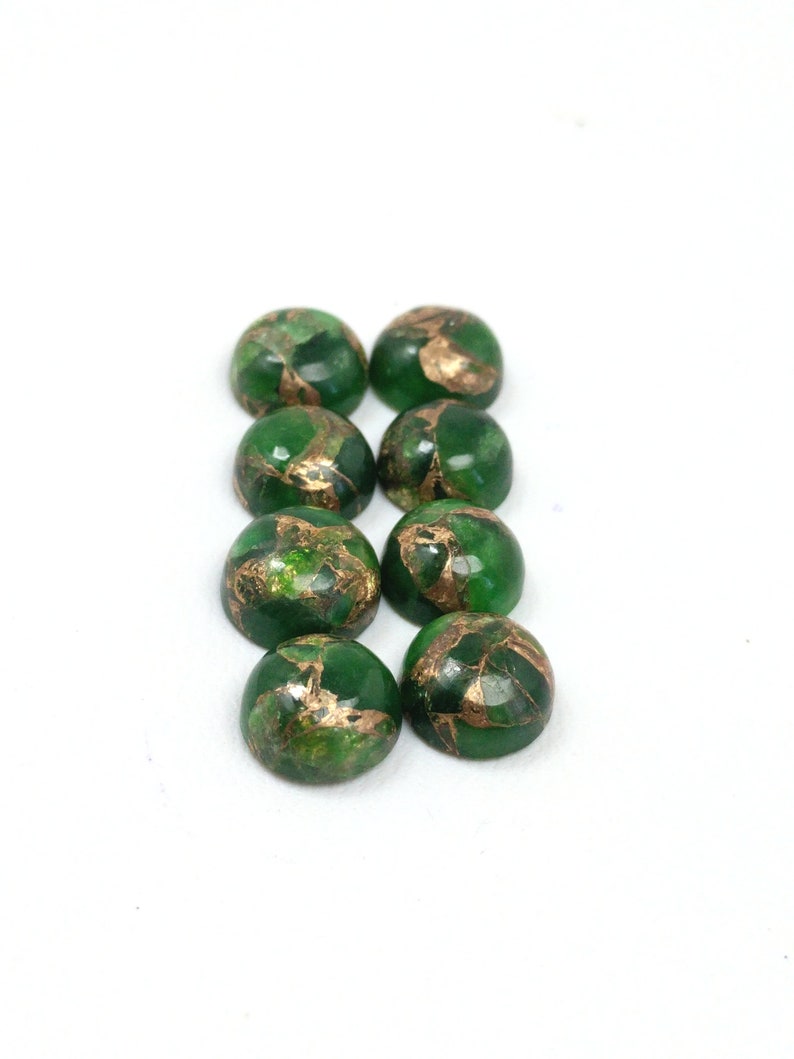 10 Pieces Copper Green Turquoise Cabochon,Rare Green Copper Turquoise Smooth Round Shape Briolettes,Copper Turquoise Gemstone,Size 10 mm