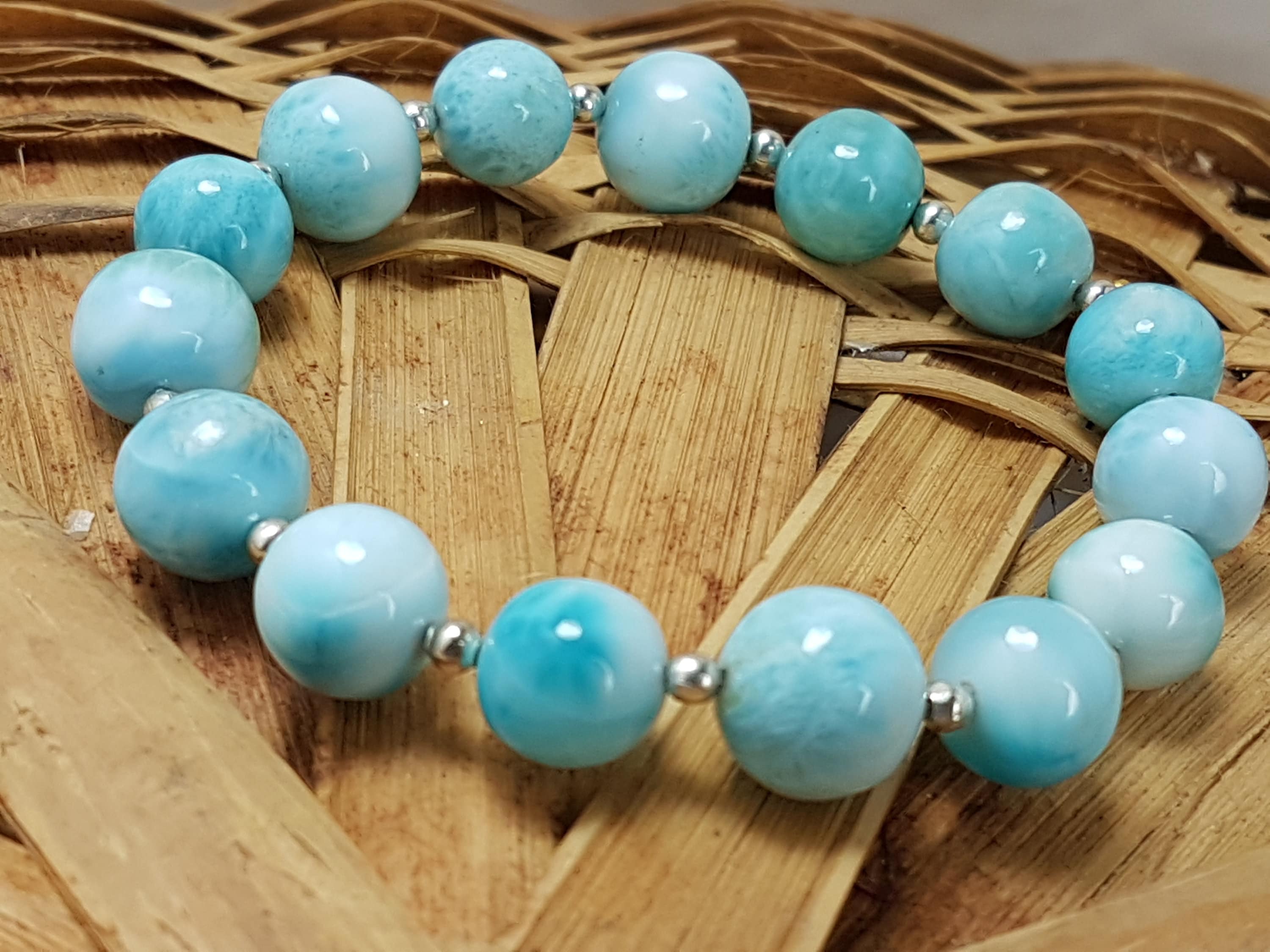 Larimar bead bracelet sale