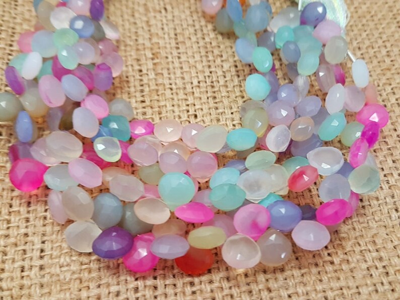 Chalcydon pear,multi chalcedony heart shape pear,AAA quality chalcedony pear,multi chalcedony heart shape pear briolettes Beads 8 mm 8 Inch