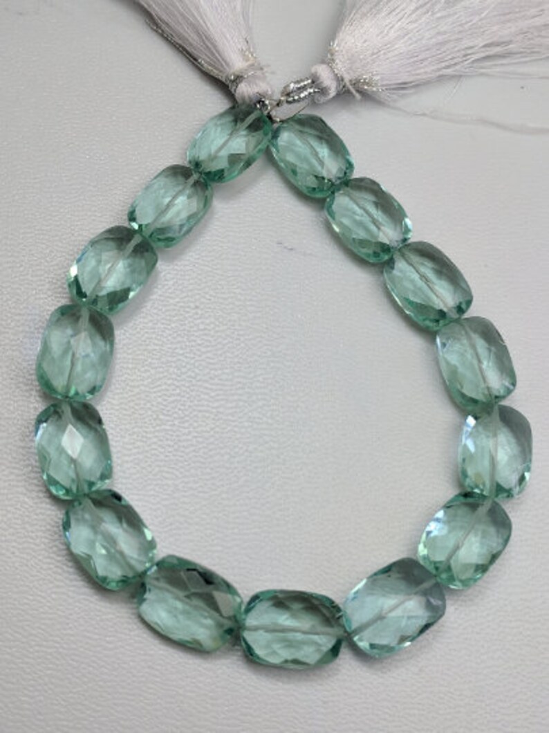 Aquamarine Quartz,Aqua Green Quartz Baguette Shape Beads,Green Quartz Faceted Beads,Aquamarine Briolettes Beads,Size 10x14 mm
