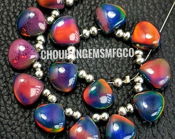 Ammolite Heart Shape, Ammolite Smooth Loose Gemstone Briolettes Beads,Size 10x10 mm,Superb Item At Low Price