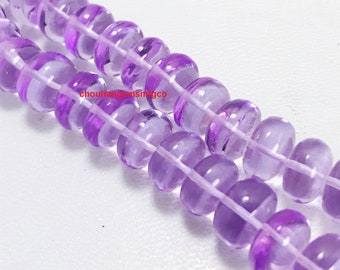 Paarse kunzitekwarts gladde rondelle vorm nuggetskralen, sieraden maken kunzitekwarts edelsteenkralen, maat 10 mm, 8 inch streng