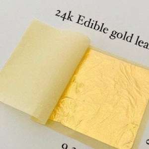 100 Blätter 24K Blattgold Blätter, Essbare Blattgold Blätter, Vergoldung, Kunstwerk, Essbare Größe 16 x 16 CM, Lebensmittel Dekorieren