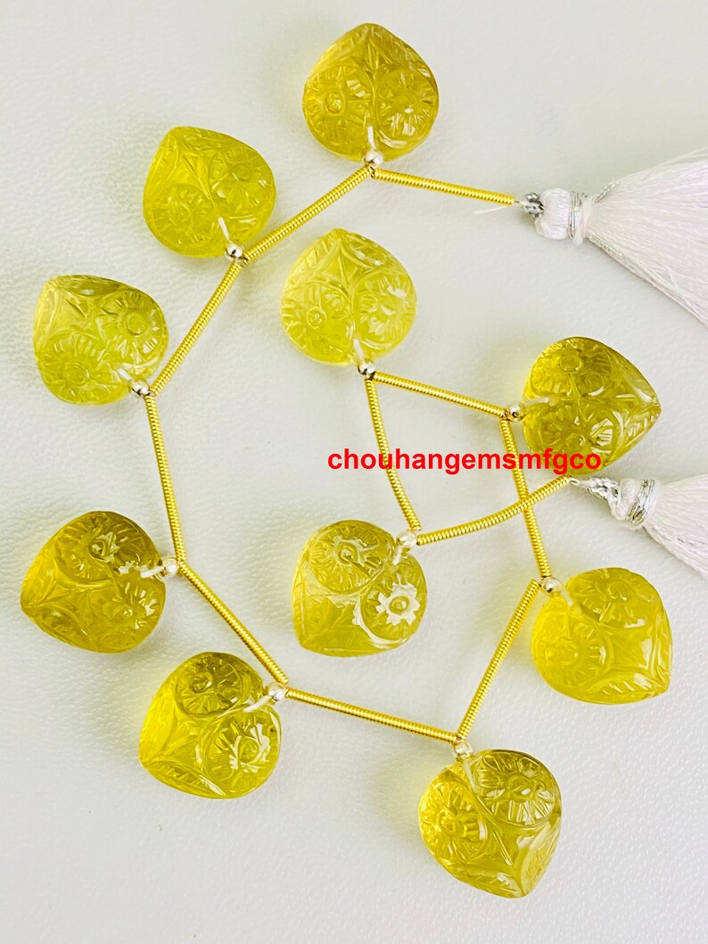 Natural Lemon Quartz Hand Carved Gemstone,Lemon Quartz Carving Heart Shape Gemstone Beads,Jewelry Making Gemstone,Size 15x15x10mm,8