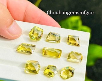 Natural Lemon Quartz Faceted Fancy Shape, 75.15 Carat 9 Piece Lemon Quartz Mix Loose Cut Gemstone For Jewelry Making, Top Grade Lemon Quartz