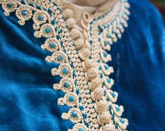 Blue and gold Moroccan dress {Unique piece}