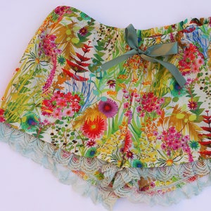 Women's Shorts, Sleep Shorts, Pajama Shorts, Liberty of London, Lace, Home Wear, Lounge Wear, Floral Shorts, Exclusive, Limited Edition image 1