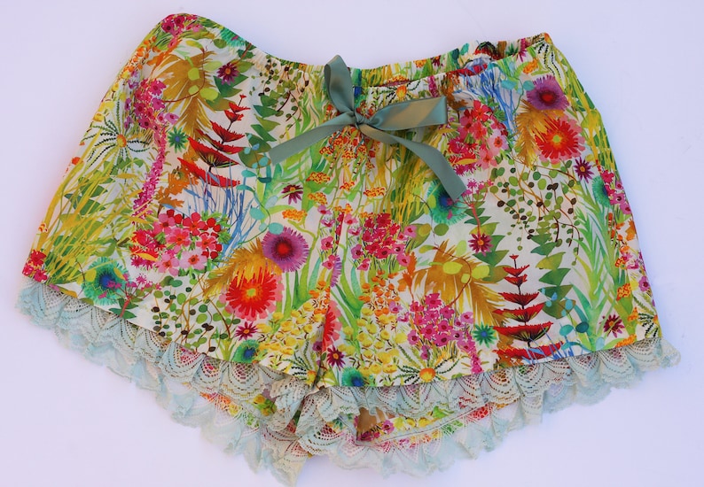 Women's Shorts, Sleep Shorts, Pajama Shorts, Liberty of London, Lace, Home Wear, Lounge Wear, Floral Shorts, Exclusive, Limited Edition image 1