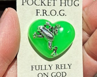 Frog charm heart  pocket hug. Comfort gift. Sympathy memento gift. Memorial token. Recovery saying gift