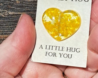 Pocket Hug - Dried sunflower petal hearts.  Flower memorial gift. Comfort gift. Wedding favor