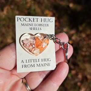 Maine lobster keychain, lobster shells. Maine gift, mussel shells, beach lover gift, made in Maine, ocean, vacation memory