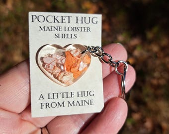 Pocket Hug keychain - Maine Lobster & Mussel Shell keychain