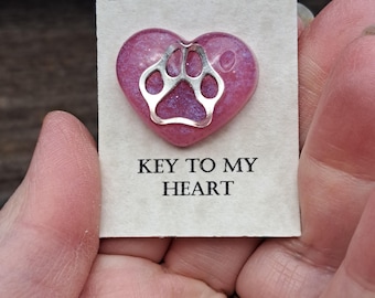 Pocket Hug - Paw Print Heart. Dog memorial token. Anxiety gift. Loss of pet gift