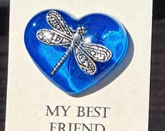 Dragonfly heart pocket hug. Sympathy or remembrance gift, made in Maine USA, handheld . Everyday gift. Small meaningful gift. Worry stone