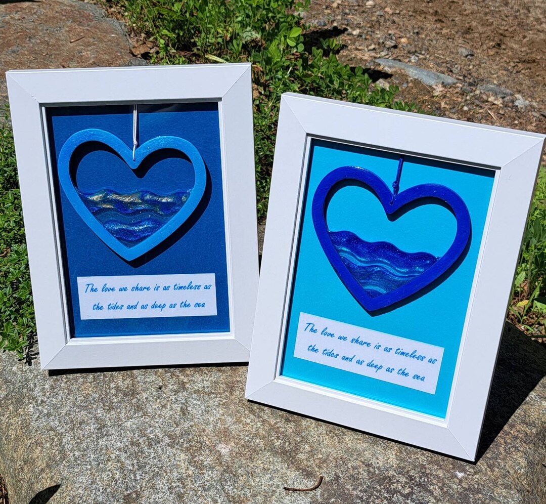 Resin Ocean Wave Heart Framed Art, Anniversary Gift - Etsy