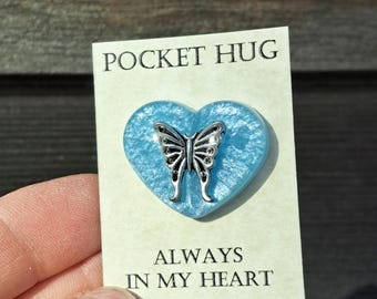 Butterfly Pocket Hug – Glitter Heart Token of Love. Heart to bring love