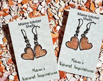 Maine Lobster Shell Heart Earrings