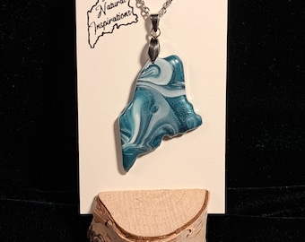 Maine Resin Necklace, Swirling Colors, New England Jewelry
