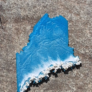 Maine Beach Magnet, Resin Ocean Art with Real Sand