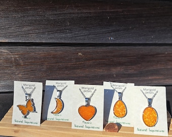Pressed Marigold Petal Necklace