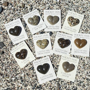 Pocket hugs. Maine gift, Valentine gift. Maine sand heart, heart keepsake, beach lover gift. anxiety aid, made in Maine, Vacation token.