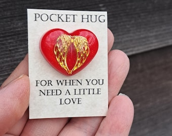 Pocket Hug - Angel Wing sympathy gift. Heart grieving token