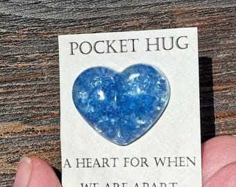 Pocket Hug - Dried hydrangea petal hearts.  Flower memorial gift. Comfort gift