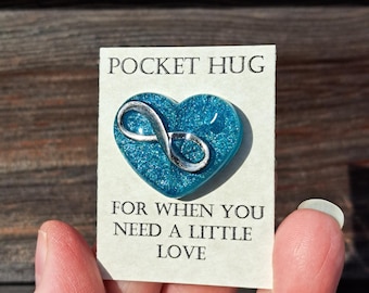 Pocket Hug - Infinity symbol. Love hearts.