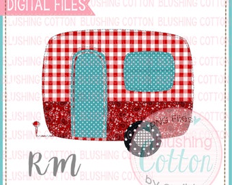 Car Camper Cotton Happy Glamping REST Patchwork Happy Camper 0.5 Meter
