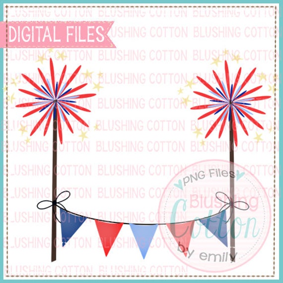 Fireworks Bunting Banner Flags For Name Monogram Watercolor Etsy