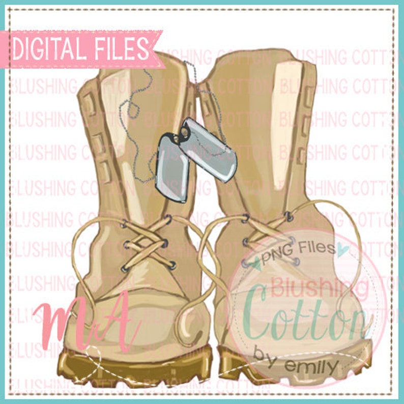 Army Boots with Dog Tags Combat Soldier Watercolor PNG Artwork Etsy