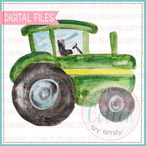 Green Tractor PNG Watercolor Artwork Digital File - for printing and other crafts