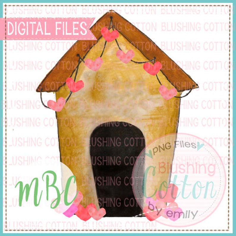 Dog House Valentines Day Watercolor Design BCMBC | Etsy