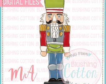 May include: A colorful illustration of a nutcracker soldier. The nutcracker wears a green hat, red jacket, and blue pants. The words "DIGITAL FILES" are in a pink banner at the top. The image also includes the text "Blushing Cotton by emily".