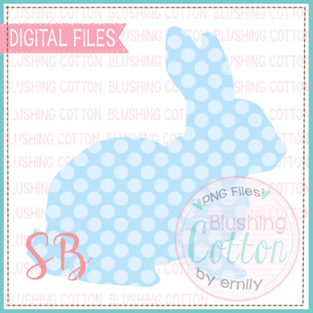 Bunny Blue Polka Dot Design Watercolor PNG Artwork Digital File - for ...