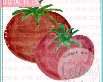 2 Tomatoes Garden Summer PNG Watercolor Artwork Digital File - for printing and other crafts
