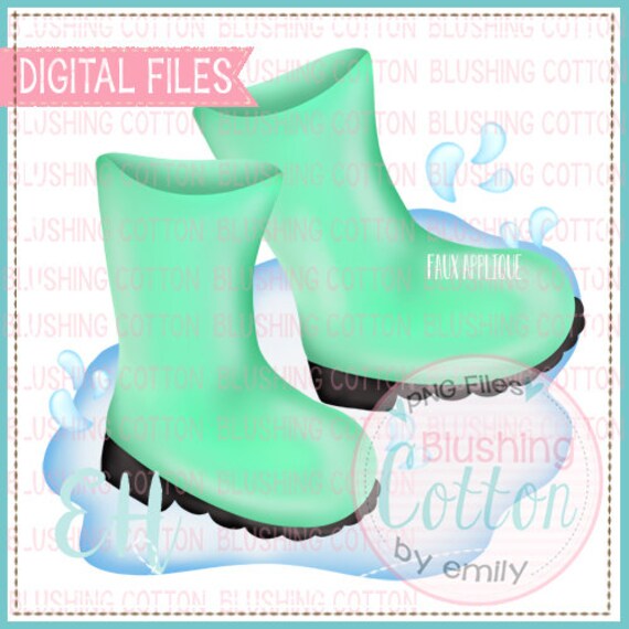 mint green rain boots