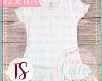 Digital File Only  ARB Blanks White Ruffle Short Sleeve Top Flat Lay/Mock Up  Layout for Showcasing Designs For Sale BCTS