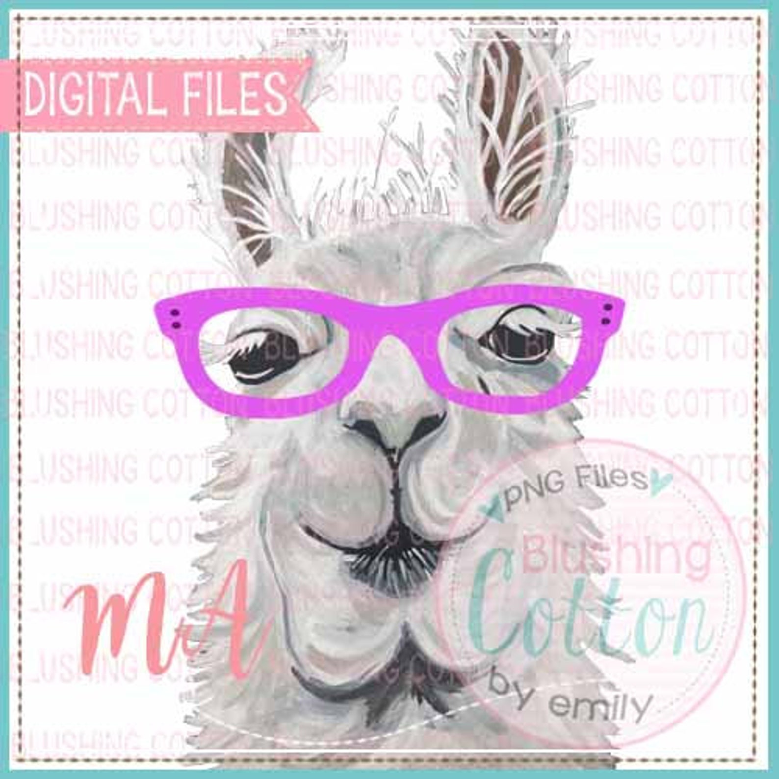 Llama With Glasses Handpainted Design PNG Artwork Digital File - Etsy