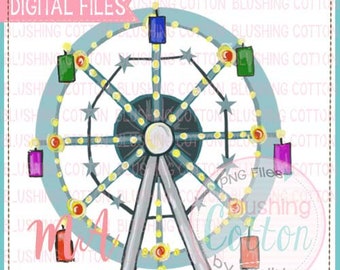 Ferris Wheel Handpainted Design PNG Artwork Digital File - for printing and other crafts BCPW