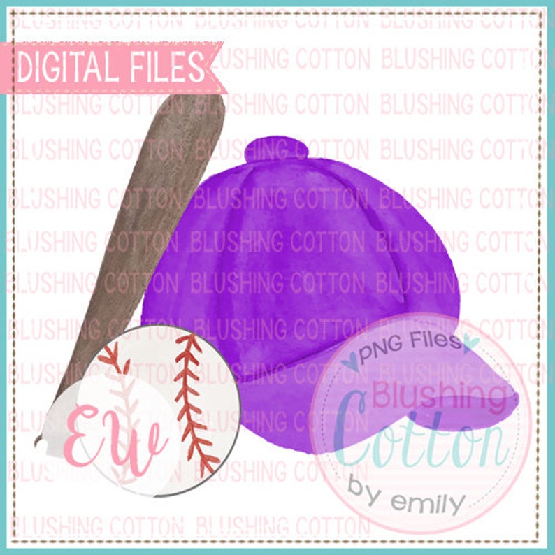 Baseball Cap Purple Bat Baseball Watercolor Design BCEW Etsy