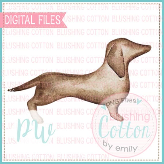 Weenie Dog on Checked Navy Background Watercolor PNG Artwork Digital File for printing and other crafts