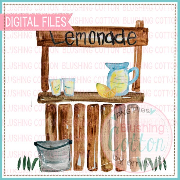 Lemonade Stand with Bucket PNG Watercolor Artwork Digital File - for printing and other crafts