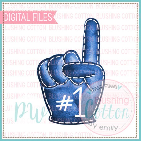 No 1 Royal Blue Finger Handpainted Watercolor Design PNG Artwork Digital File - for printing and other crafts