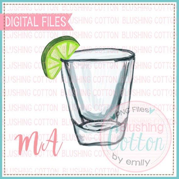 Single Shot Glass With Lime Drink Watercolor PNG Artwork | Etsy
