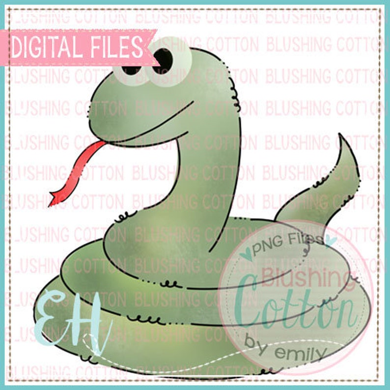 Curly Green Snake Handpainted Design PNG Artwork Digital File | Etsy