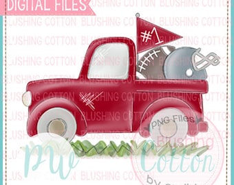 Football Truck Crimson and Grey Watercolor PNG Artwork Digital File - for printing and other crafts